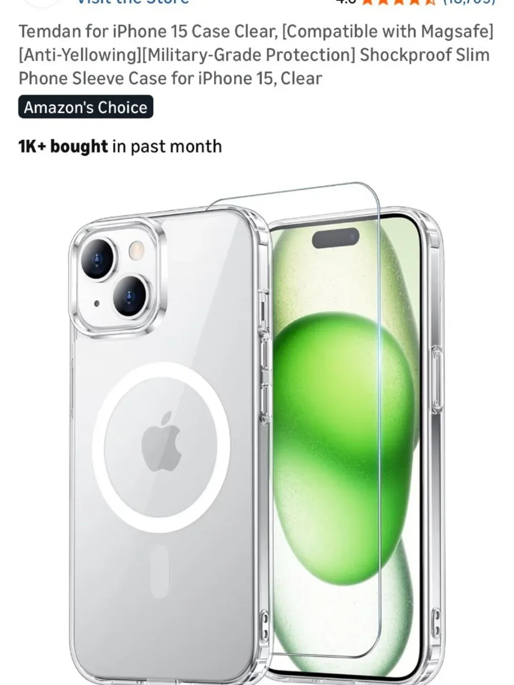 Temdan for iPhone 15 Case Clear, Compatible with Magsafe, Anti-Yellowing, Milit